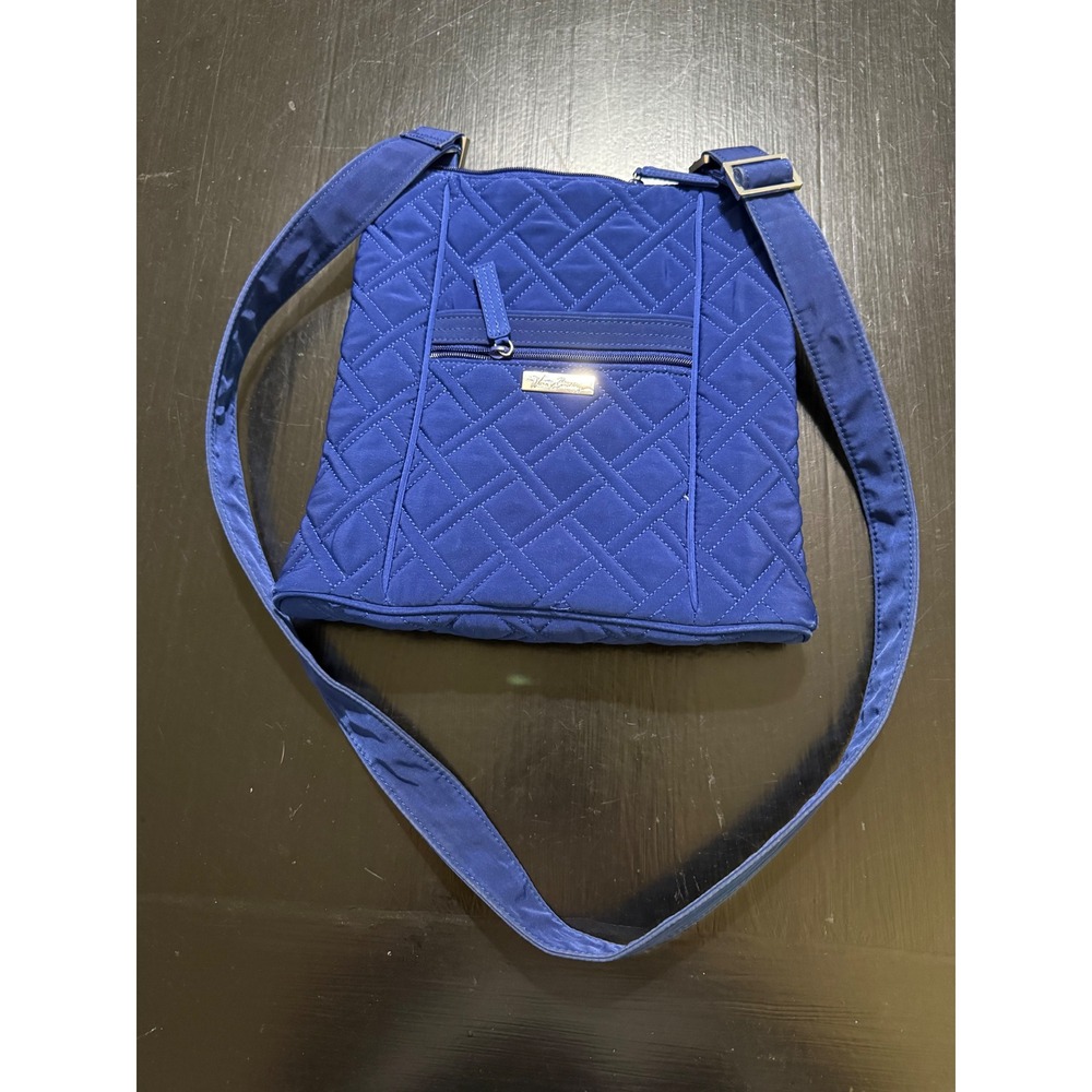 Vera Bradley Blue Quilted Microfiber Crossbody Bag Adjustable Strap Zip Pockets